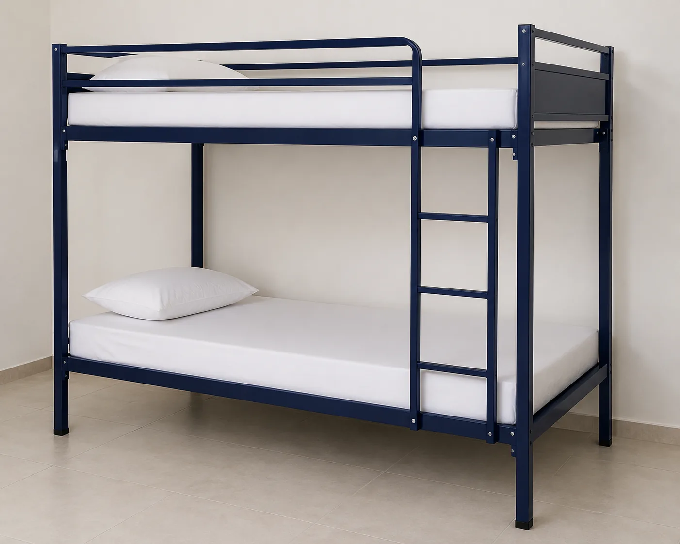Steel bunk beds manufactured in Dubai installed in a UAE labour camp dormitory